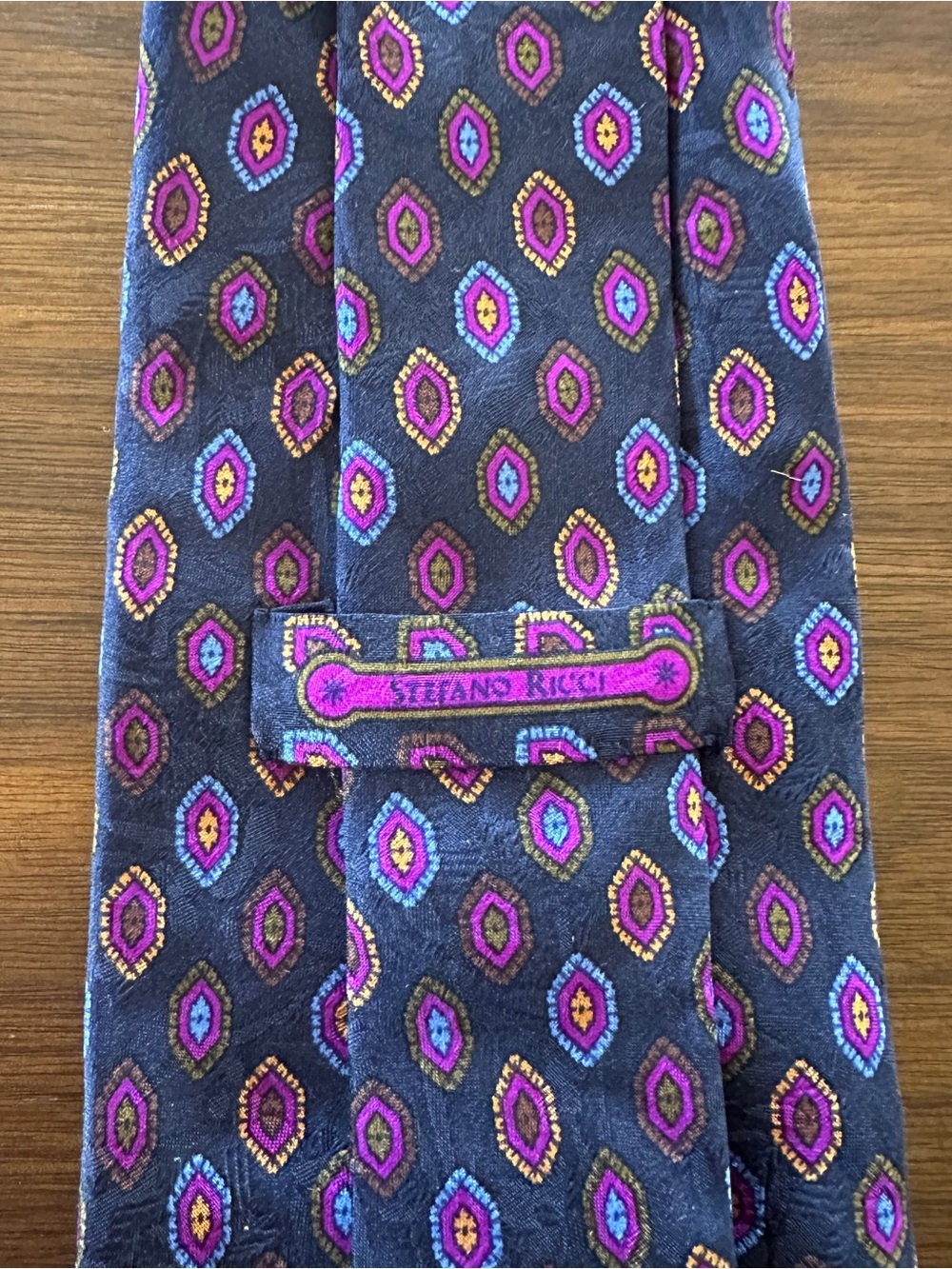 Stefano Ricci Navy Tie with Purple, Blue & Gold Medallions